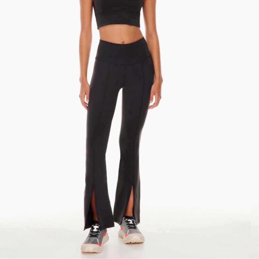 Aritzia TNA Atmosphere Black Split Hem Flared Pants